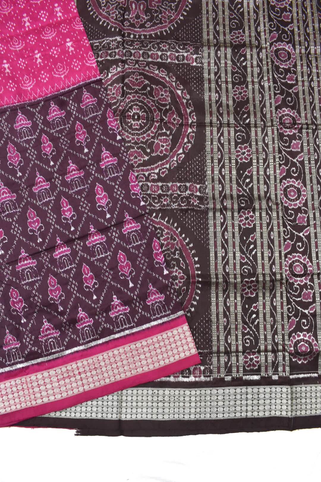 Rani Coffe Colour Sambalpuri Handloom Bandha Silk Saree