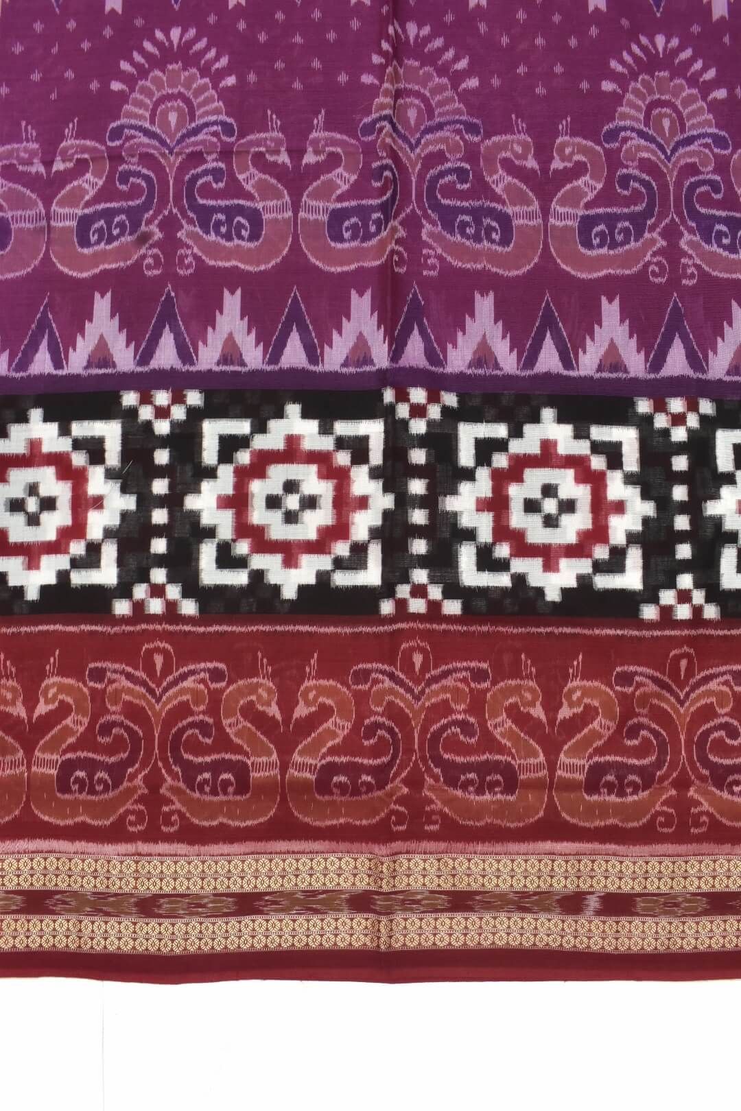 Pink Maroon Combination Pasapali Design Sambalpuri Handloom Cotton