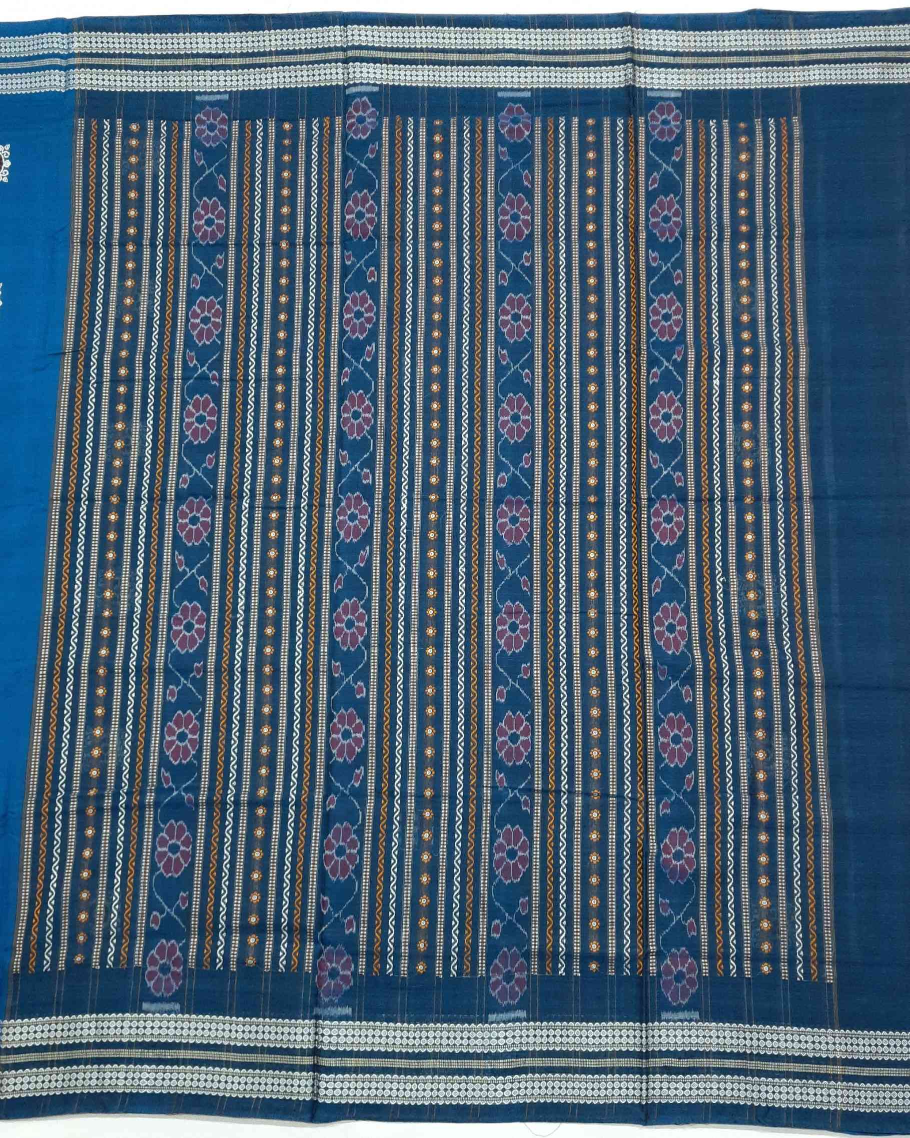 Sky Colour Sambalpuri Handloom Cotton Saree - Image 3