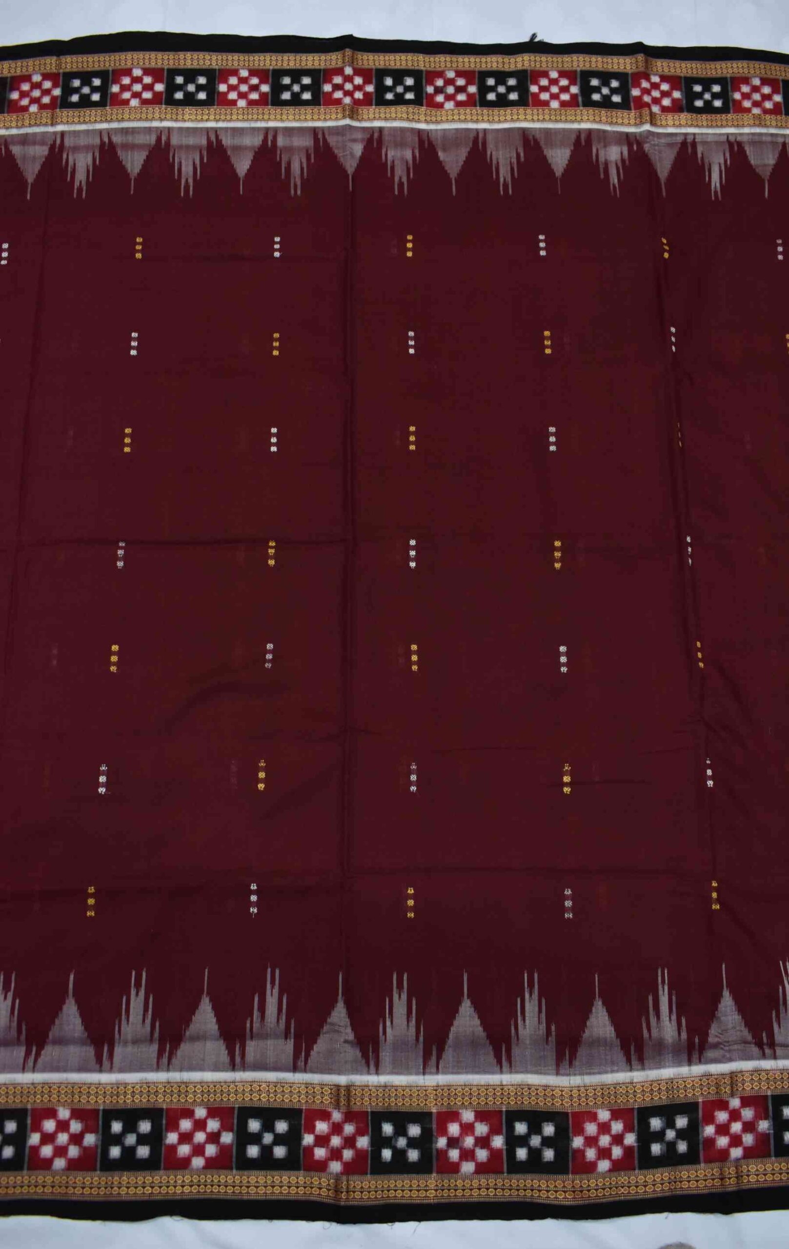 Maroon Colour Sambalpuri Handloom Cotton Saree