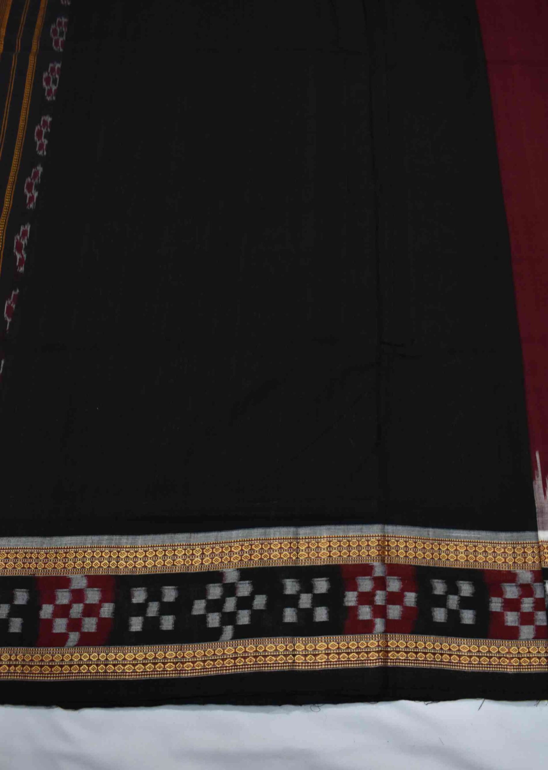 Maroon Colour Sambalpuri Handloom Cotton Saree - Image 5
