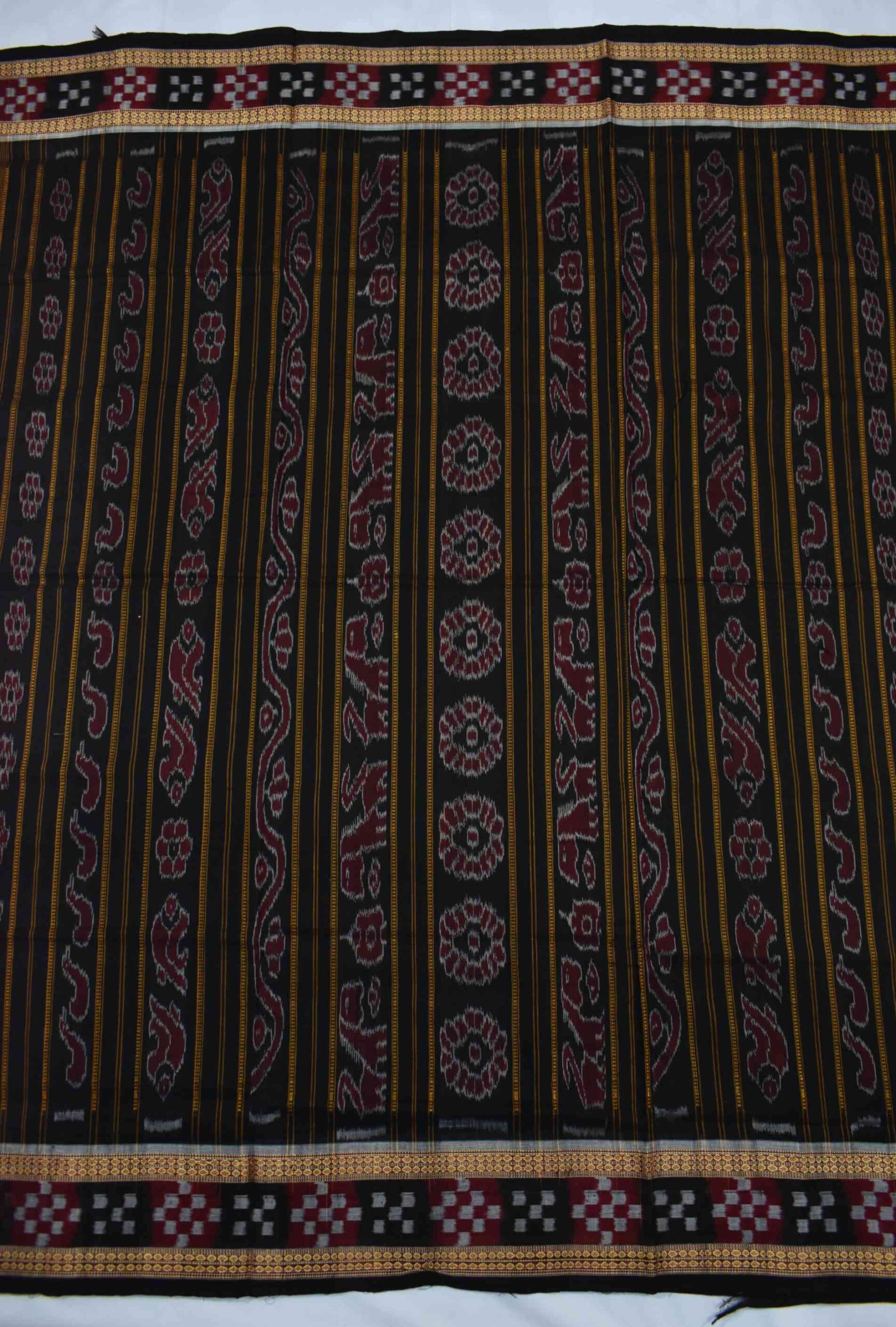 Maroon Colour Sambalpuri Handloom Cotton Saree - Image 2