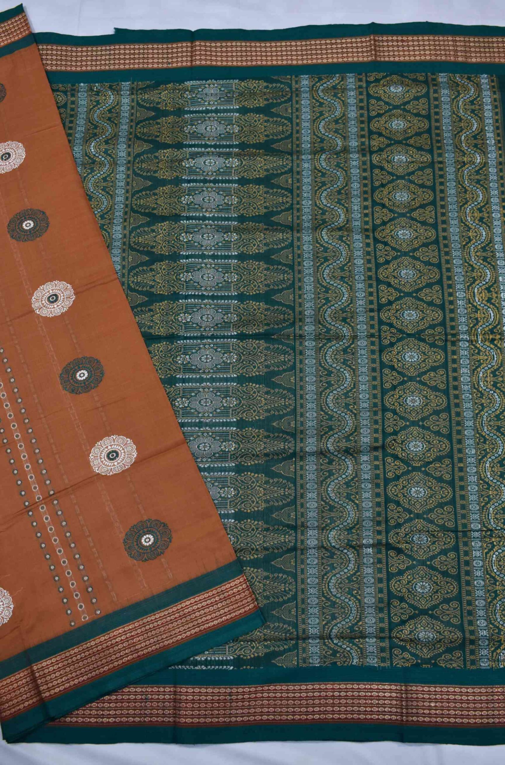 Brown Colour Sambalpuri Handloom Cotton Bomkai Saree - Image 3