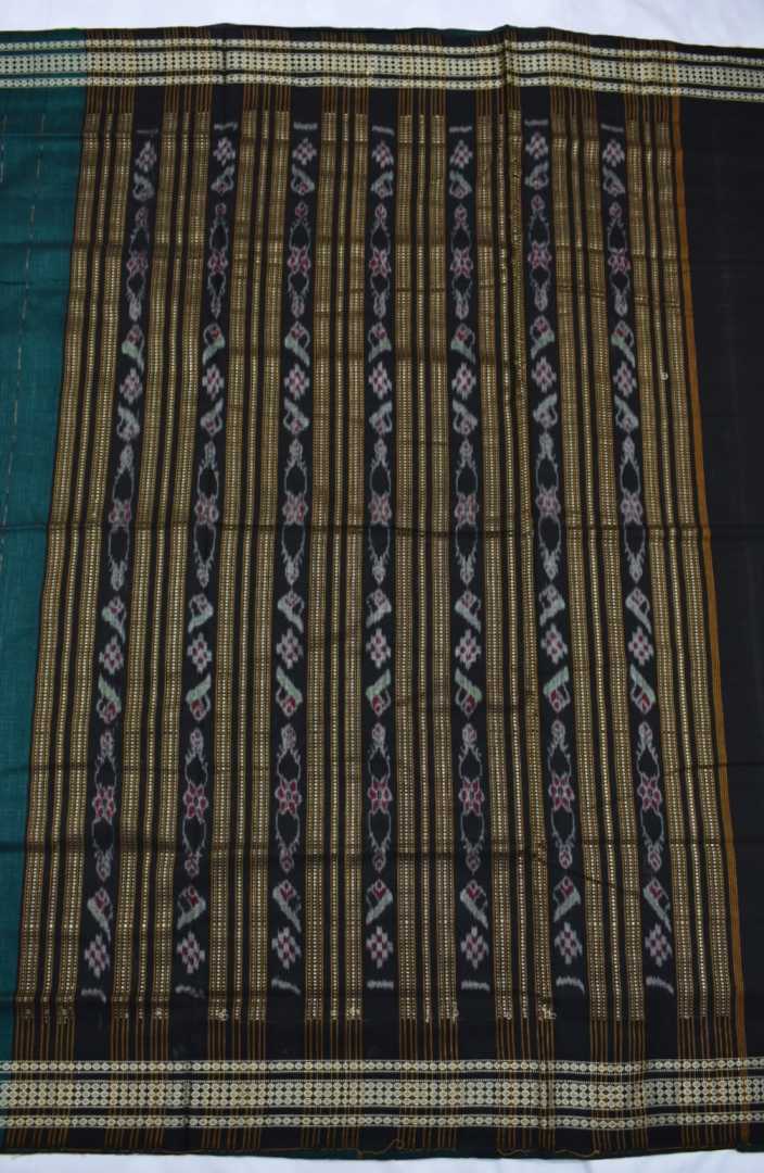 Deep Green Colour Sambalpuri Handloom Cotton Saree - Image 2
