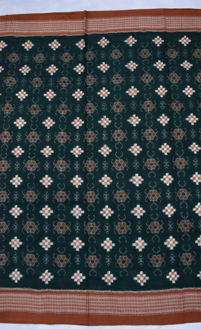Dark Green Colour Sambalpuri Handloom Cotton Saree