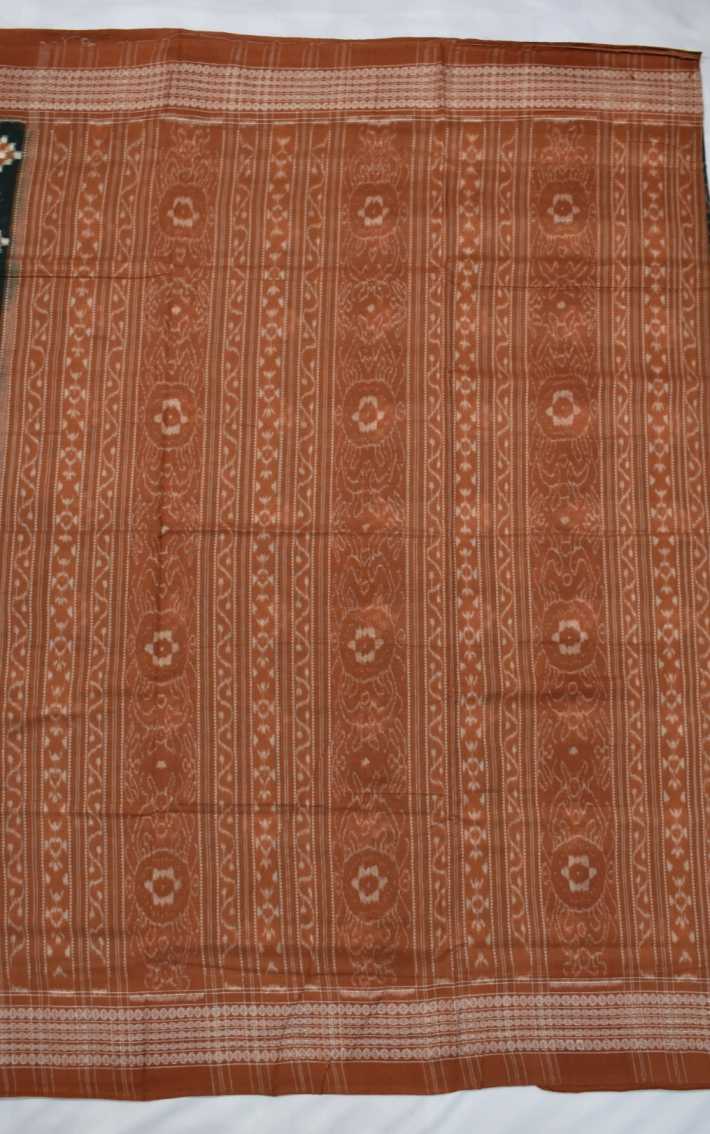 Dark Green Colour Sambalpuri Handloom Cotton Saree - Image 2