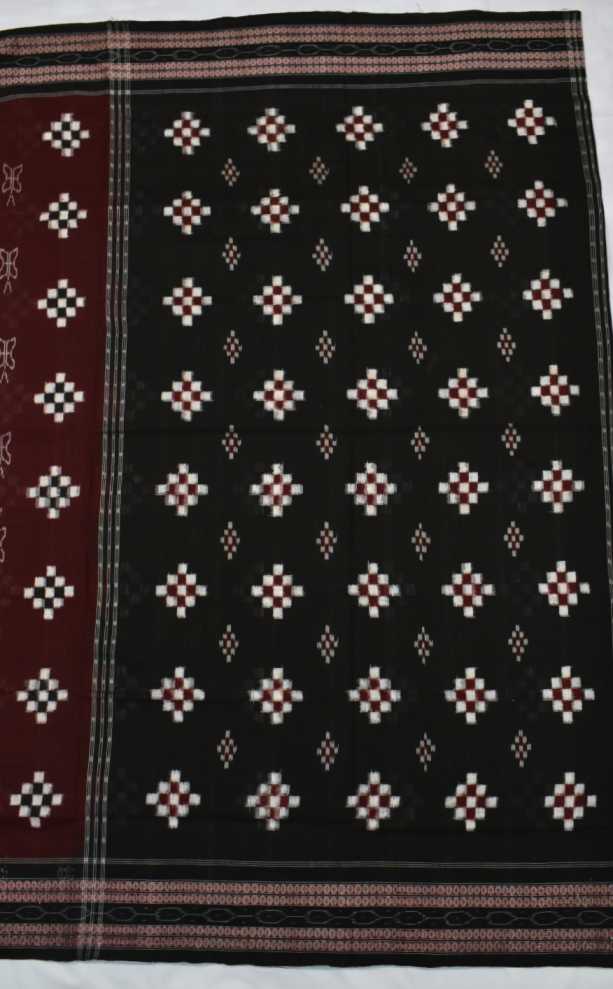 Maroon Colour Pasapali Design Sambalpuri Handloom Cotton Saree - Image 2