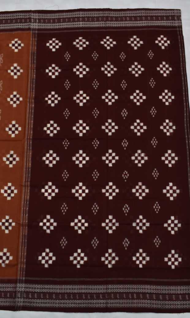 Brown Colour Pasapali Design Sambalpuri Handloom Cotton Saree - Image 2