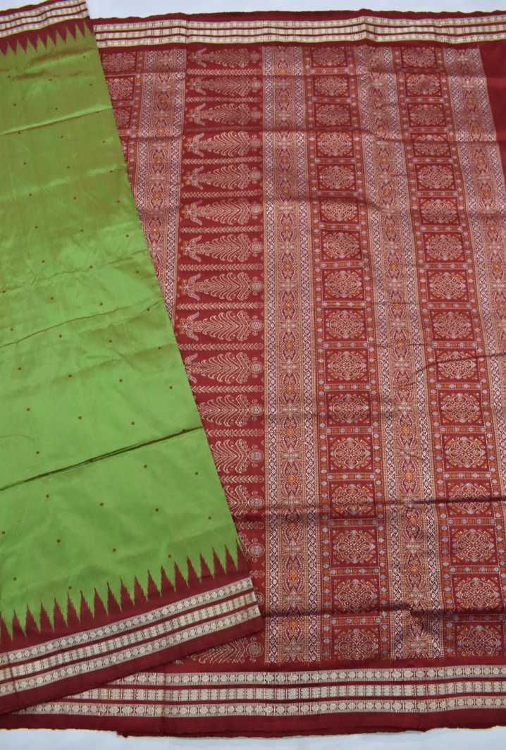 Green Colour Sambalpuri Handloom Silk Saree - Sambalpuri Handloom Item