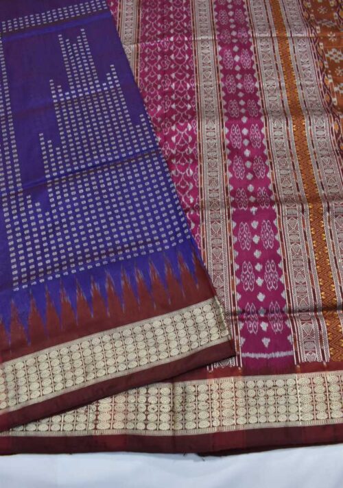 Blue-Pink Colour Sambalpuri Handloom Bomkai Silk Saree - Sambalpuri ...