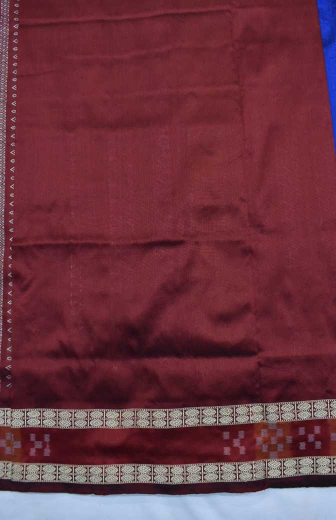 Blue Colour Pasapali Border Sambalpuri Handloom Bomkai Silk Saree - Image 5