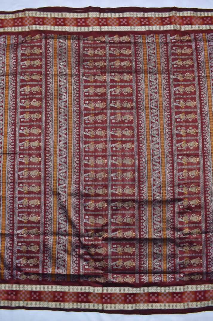 Blue Colour Pasapali Border Sambalpuri Handloom Bomkai Silk Saree - Image 2