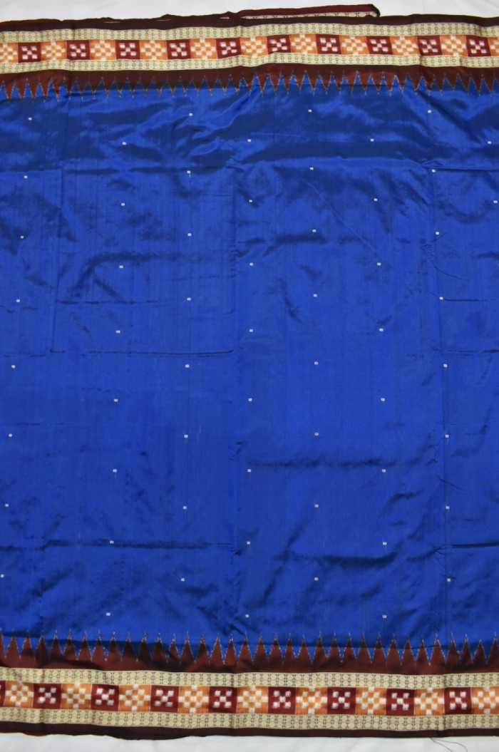 Blue Colour Pasapali Border Sambalpuri Handloom Bomkai Silk Saree