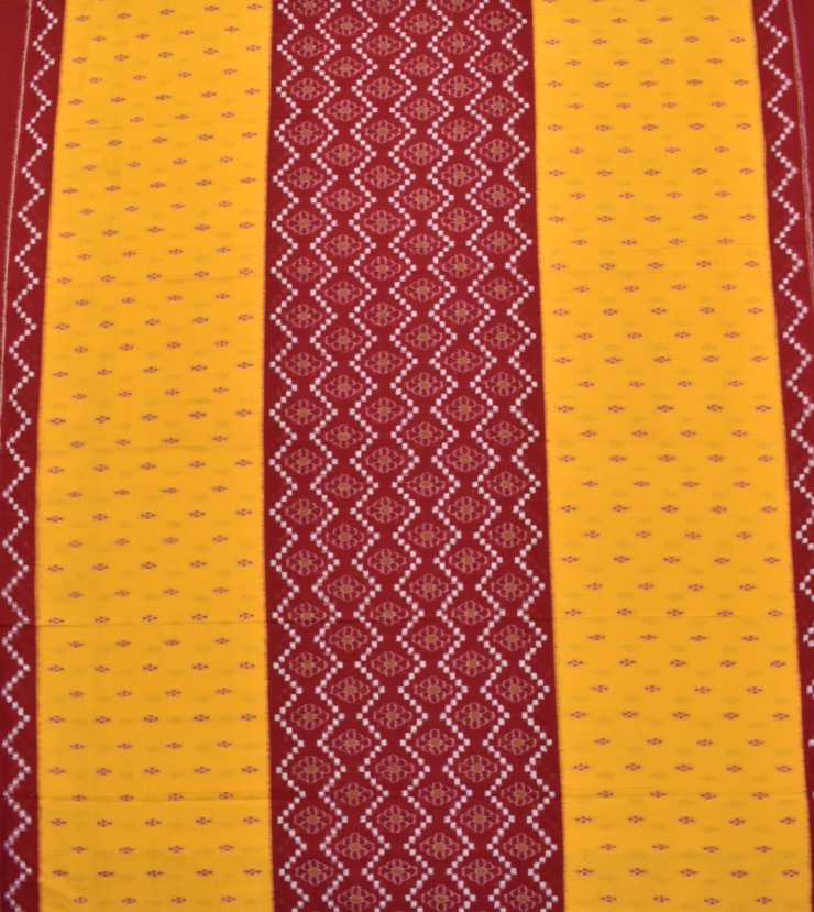 Yellow-Maroon Colour Sambalpuri Handloom Cotton Bomkai Dress Material - Image 5