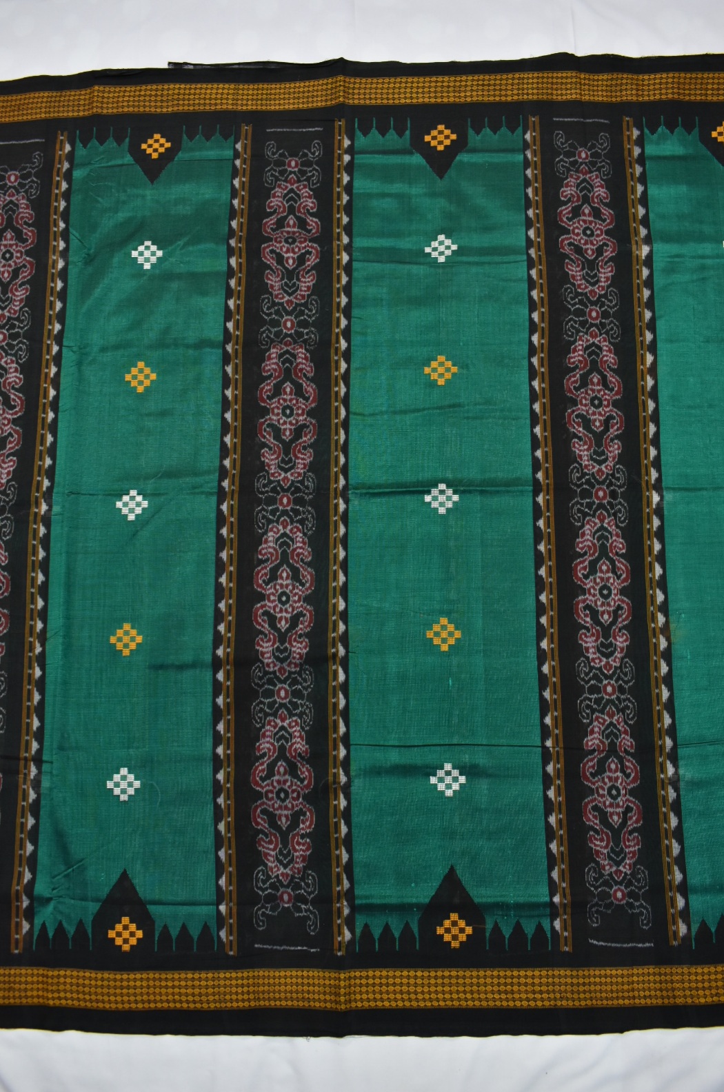 Green Colour Sambalpuri Handloom Silk and Cotton Mix Bapta Saree