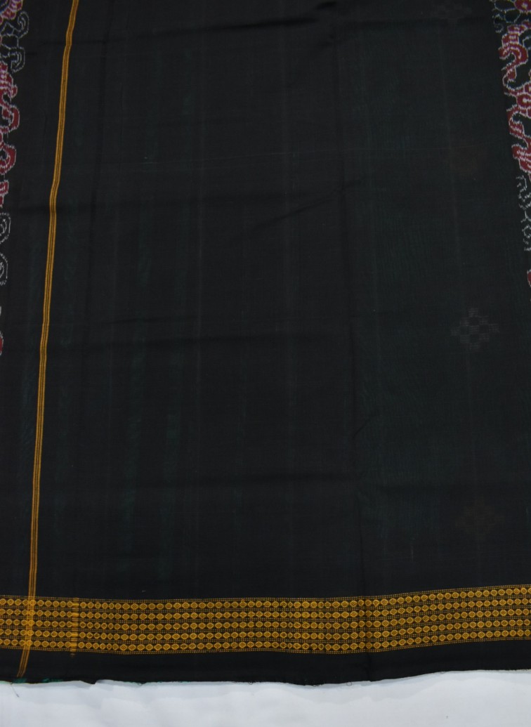 Green Colour Sambalpuri Handloom Silk and Cotton Mix Bapta Saree - Image 6