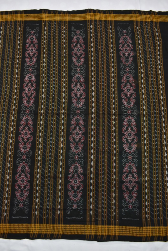 Green Colour Sambalpuri Handloom Silk and Cotton Mix Bapta Saree - Image 3