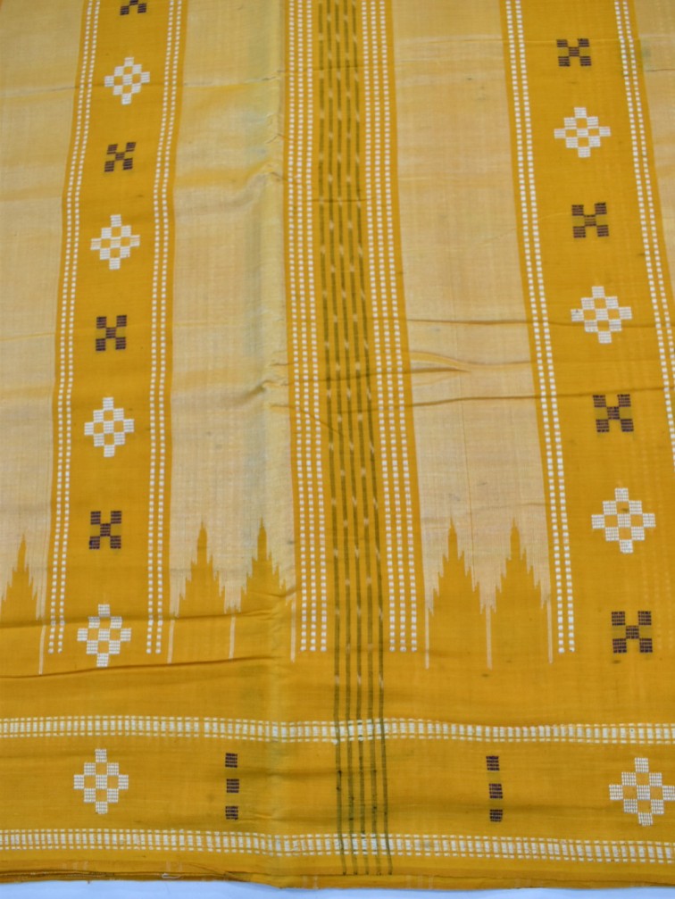 Bomkai bandha silk Sambalpuri Pata saree (Maroon, Yellow) - Swadeshi Dhaaga  | स्वदेशी धागा