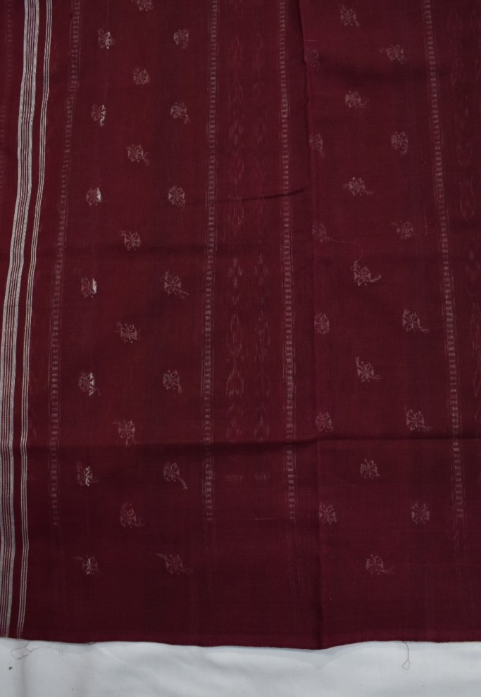 Cream Colour Sambalpuri Handloom Cotton Bapta Saree - Image 5