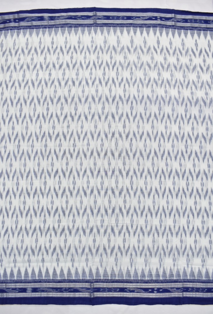 White Colour Sambalpuri Handloom Cotton Saree