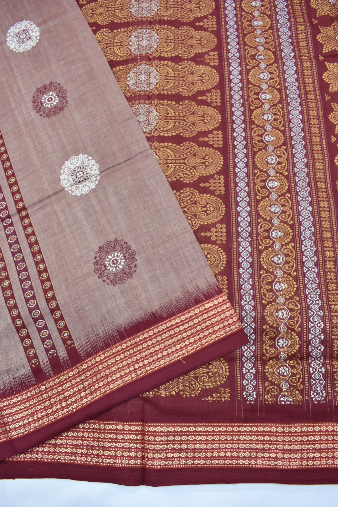 Lite Colour Sambalpuri Handloom Cotton Bomkai Saree - Image 3