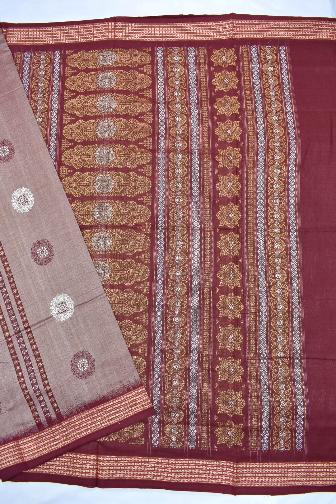 Lite Colour Sambalpuri Handloom Cotton Bomkai Saree - Image 5
