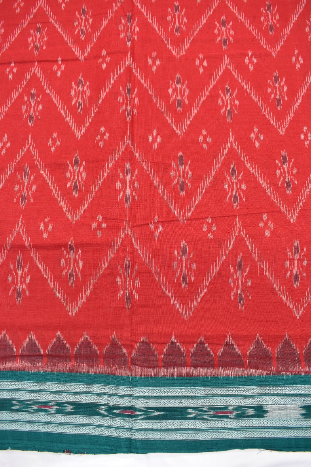 Red Colour Sambalpuri Handloom Cotton Saree - Image 4