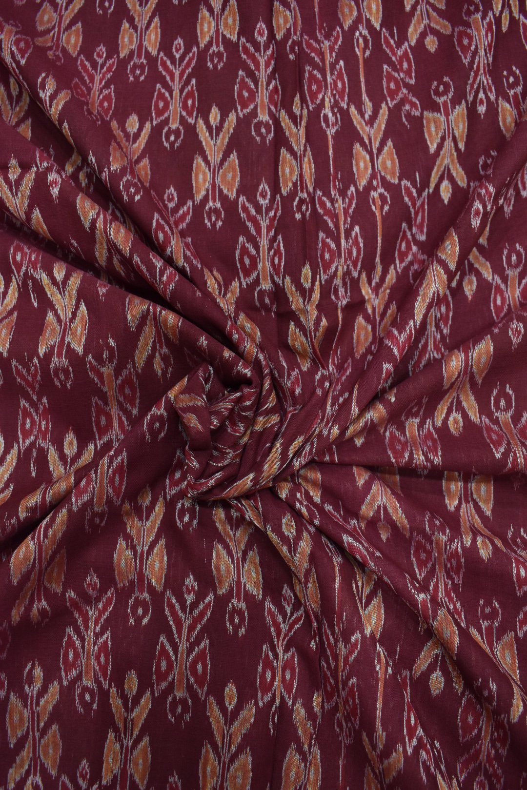 Maroon Colour Sambalpuri Handloom Cotton Fabrics