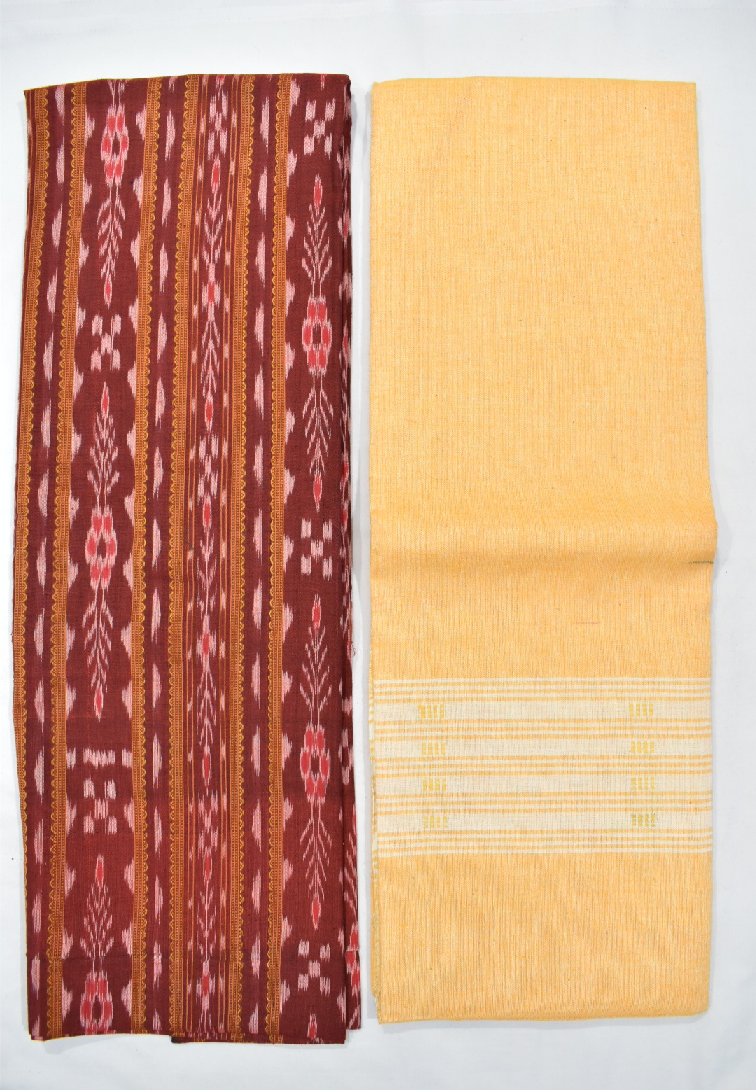 Maroon Colour Sambalpuri Handloom Cotton Dress Materials - Image 2
