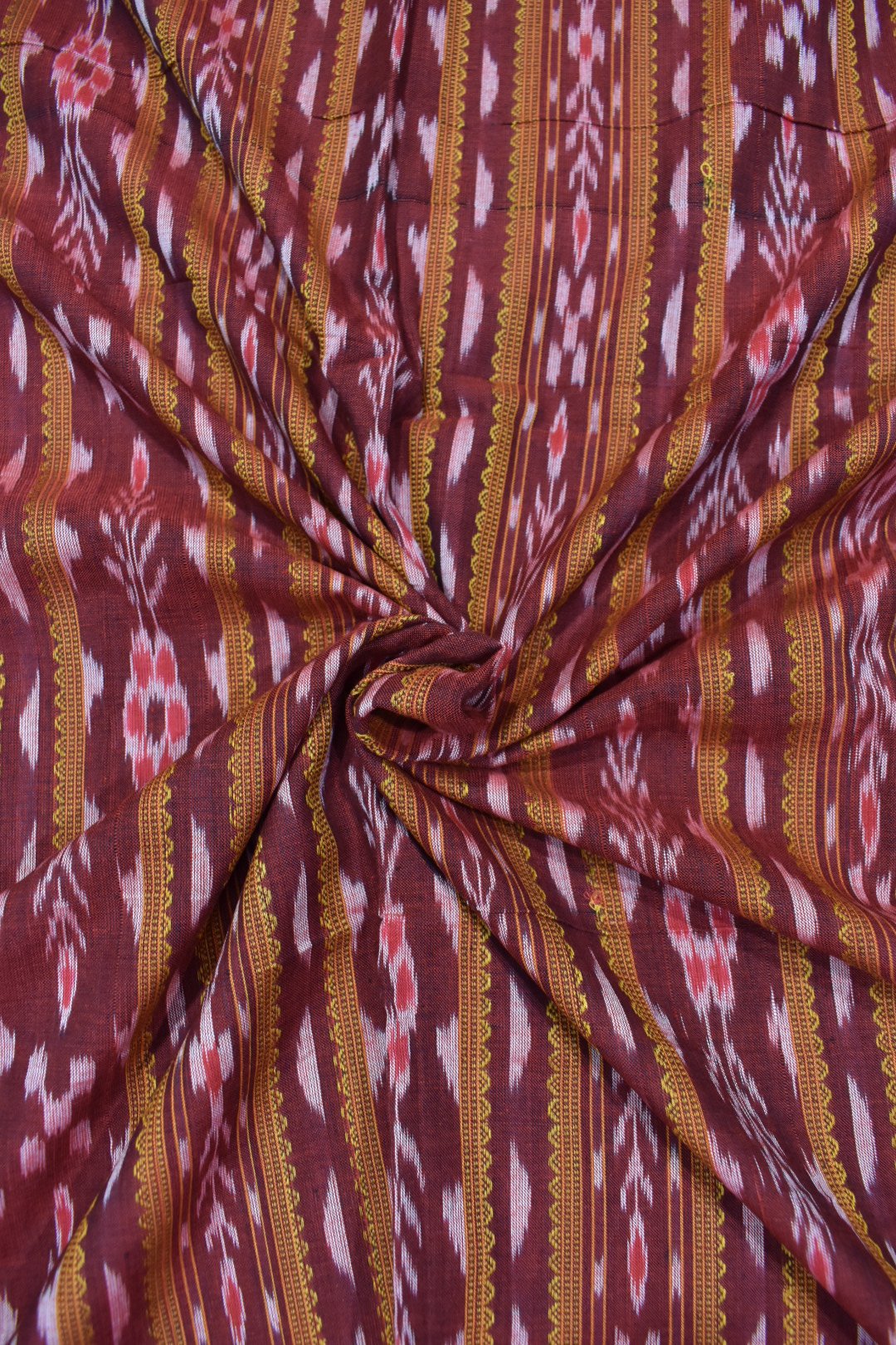 Maroon Colour Sambalpuri Handloom Cotton Dress Materials - Image 5