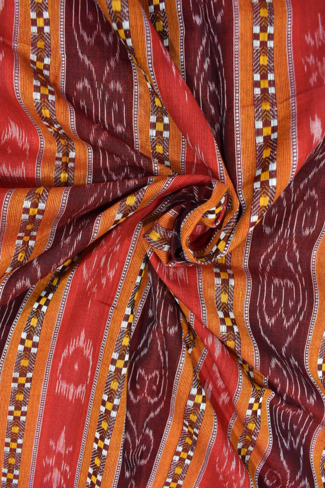 Red Colour Sambalpuri Handloom Cotton Dress Materials - Image 5