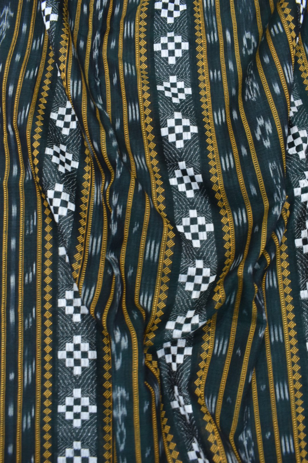 Bottlegreen Colour Sambalpuri Handloom Cotton Dress Materials - Image 6