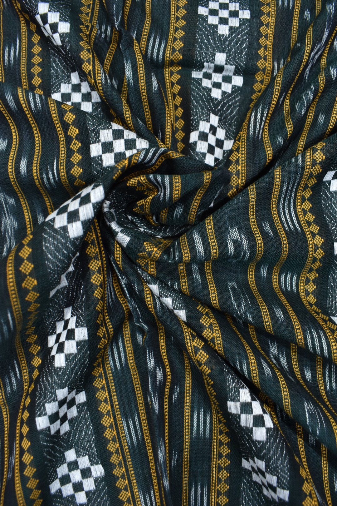 Bottlegreen Colour Sambalpuri Handloom Cotton Dress Materials - Image 5