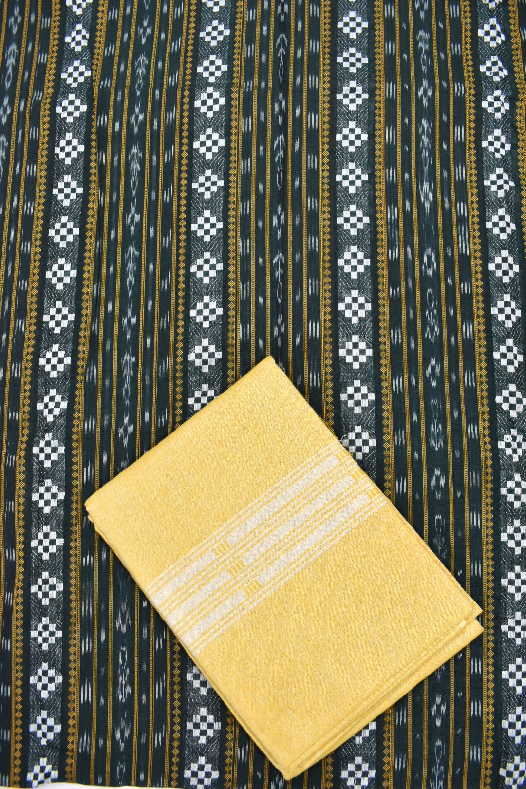 Bottlegreen Colour Sambalpuri Handloom Cotton Dress Materials