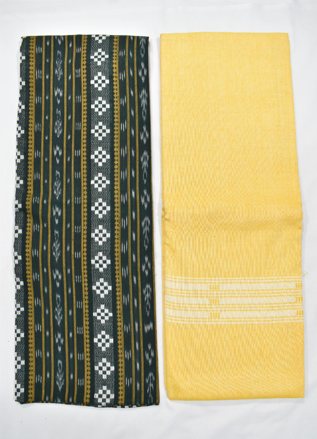 Bottlegreen Colour Sambalpuri Handloom Cotton Dress Materials - Image 2