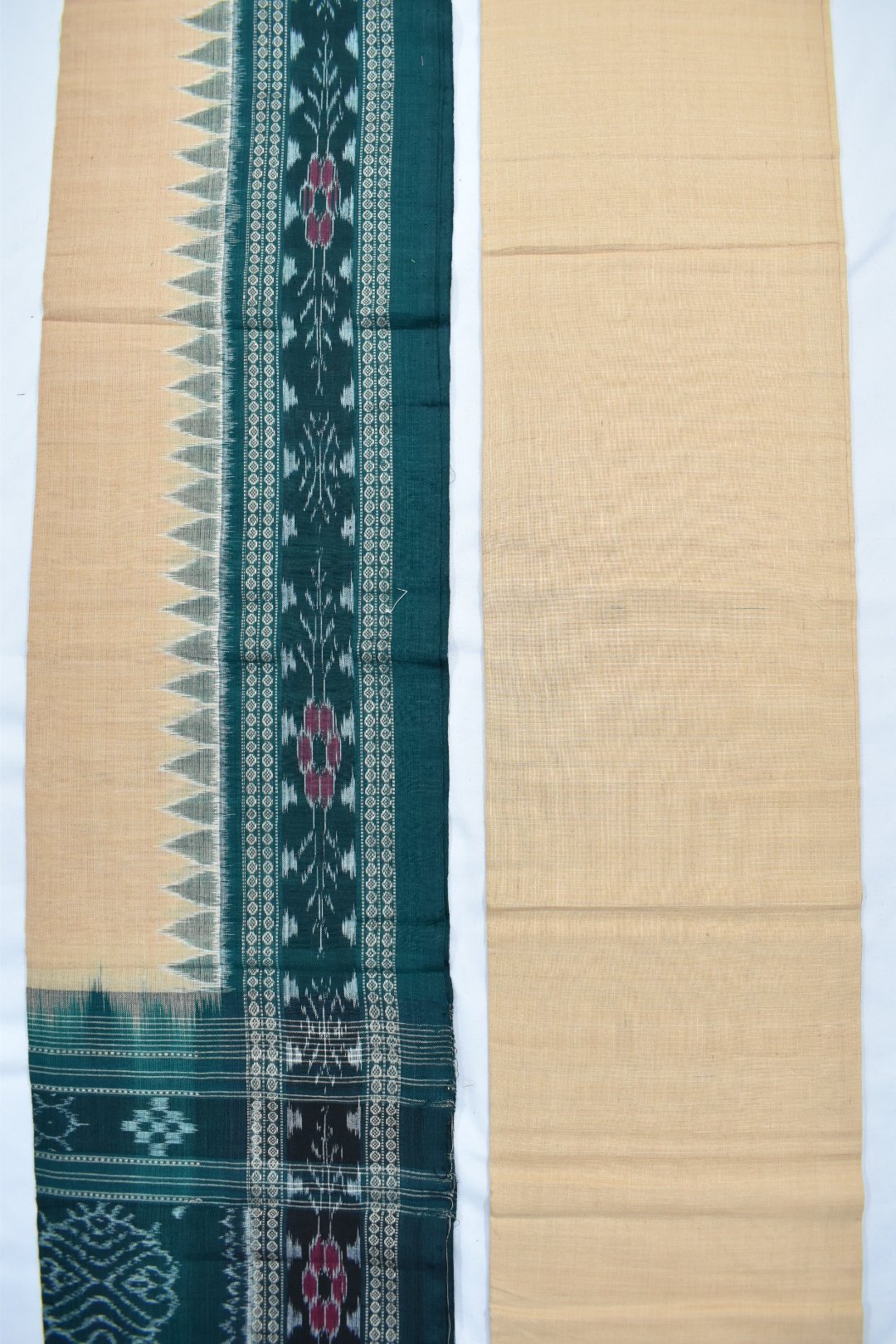 Green Colour Sambalpuri Handloom Cotton Dress Material - Image 3