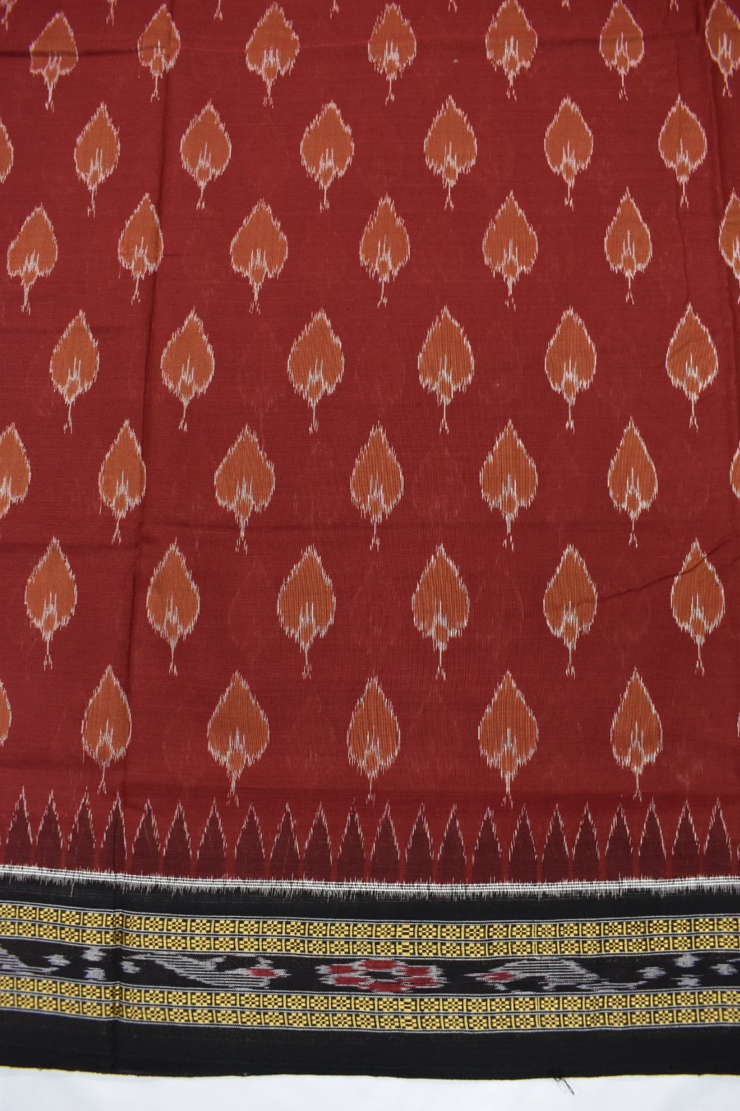 Maroon Colour Sambalpuri Handloom Cotton Saree - Image 3