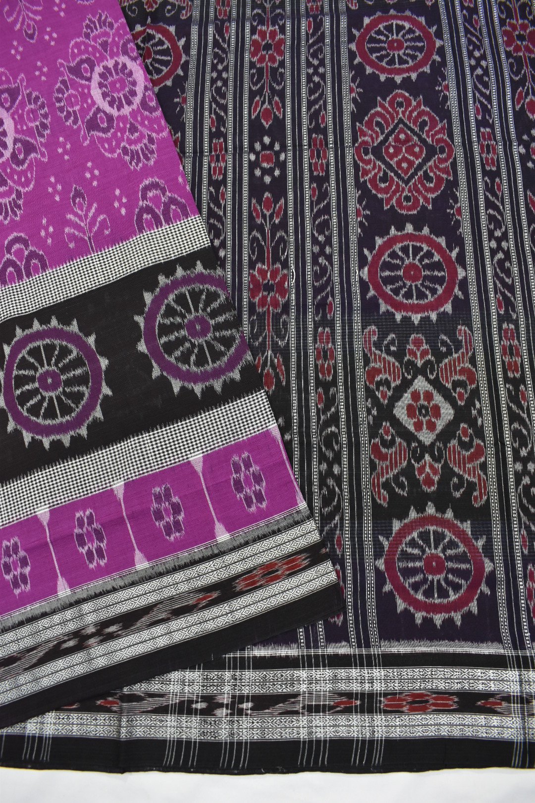 Rani Colour Sambalpuri Handloom Cotton Saree - Image 3
