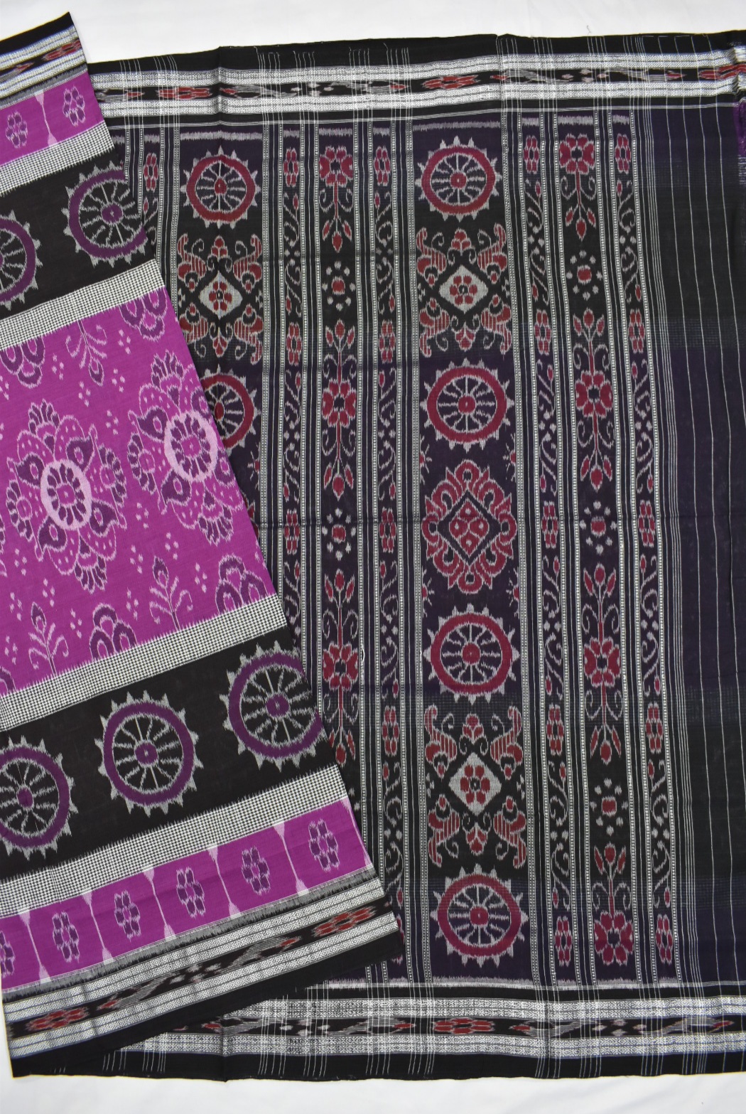 Rani Colour Sambalpuri Handloom Cotton Saree - Image 5
