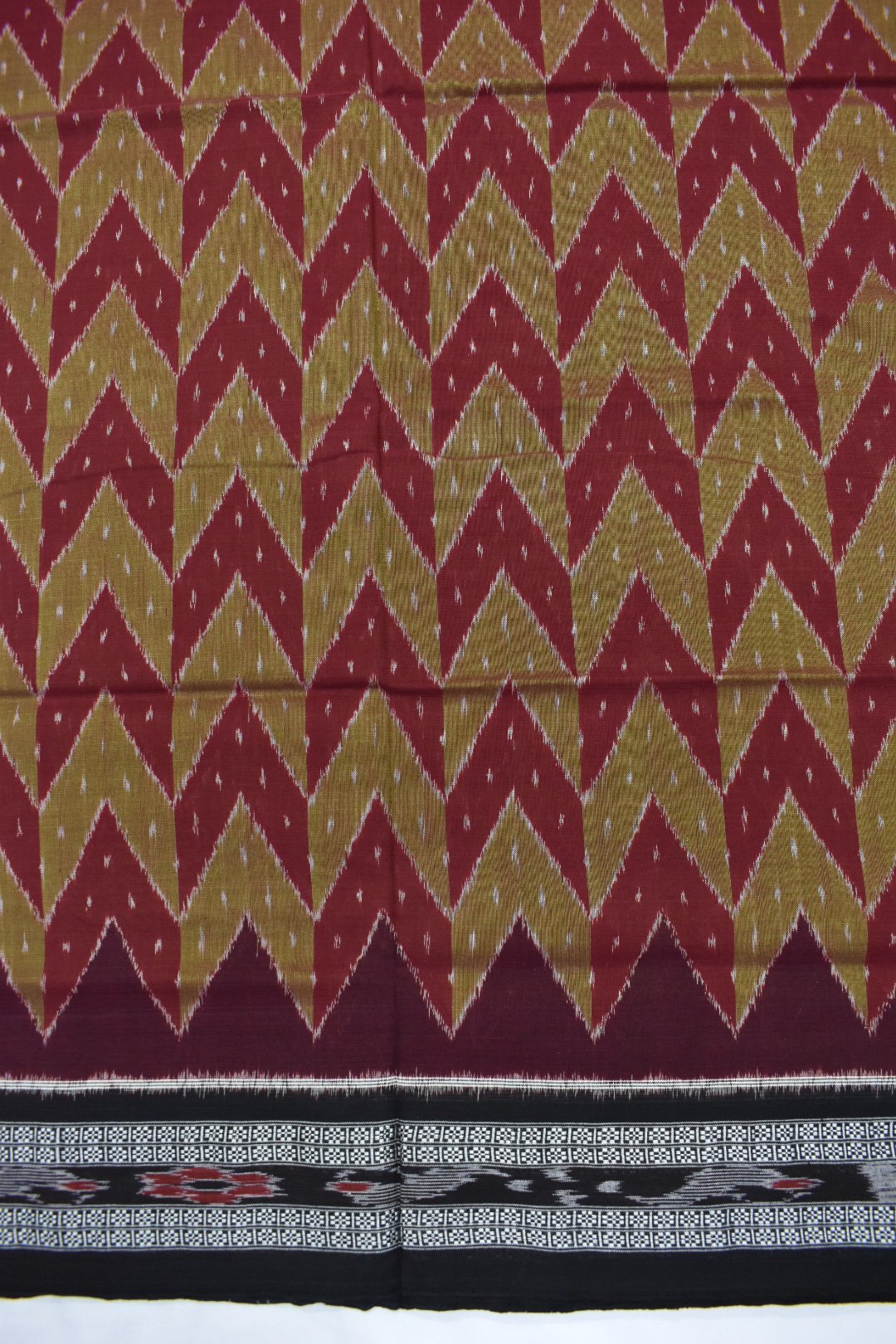 Maroon Colour Sambalpuri Handloom Cotton Saree - Image 3