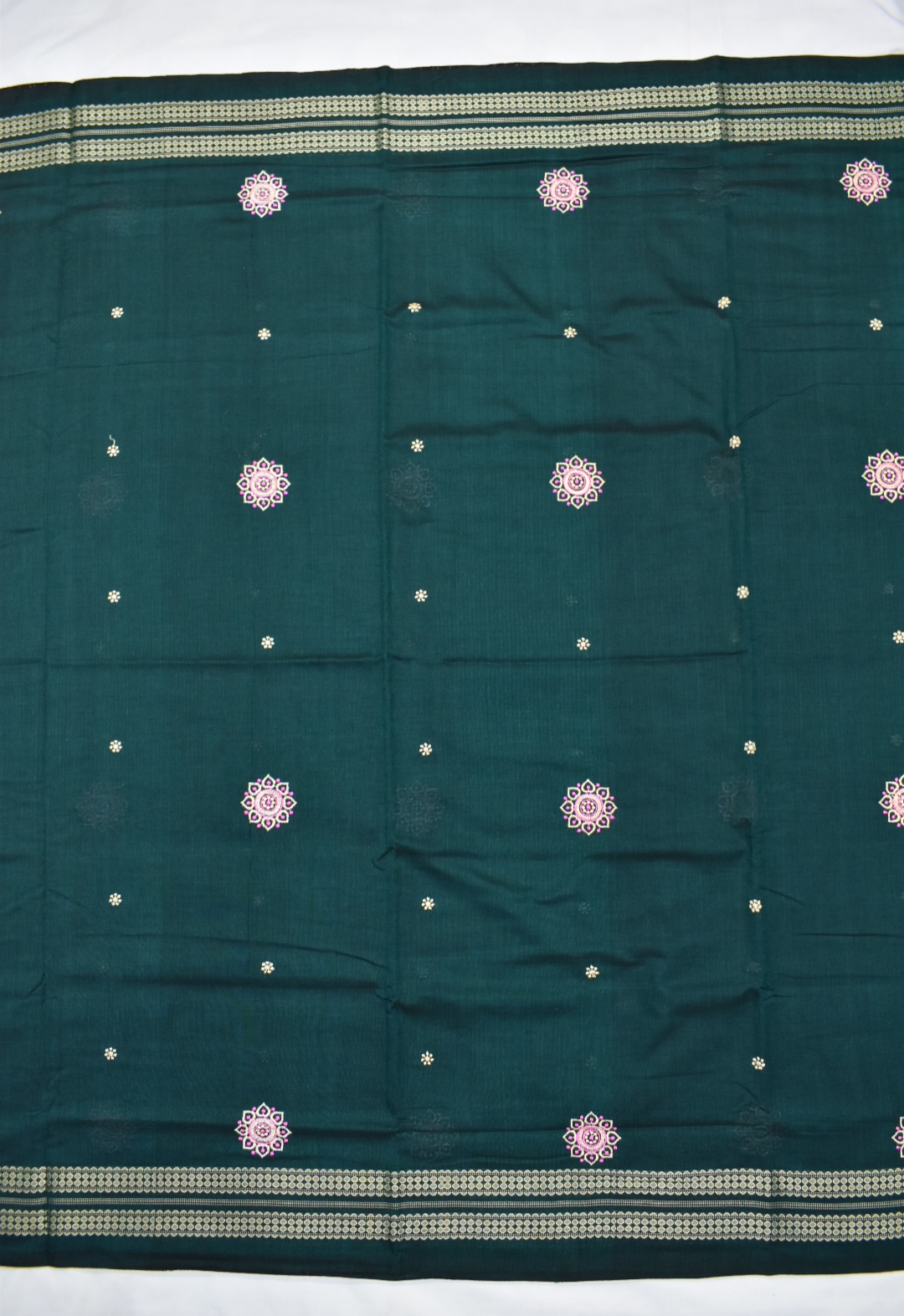 Bottlegreen Colour Sambalpuri Handloom Cotton Saree