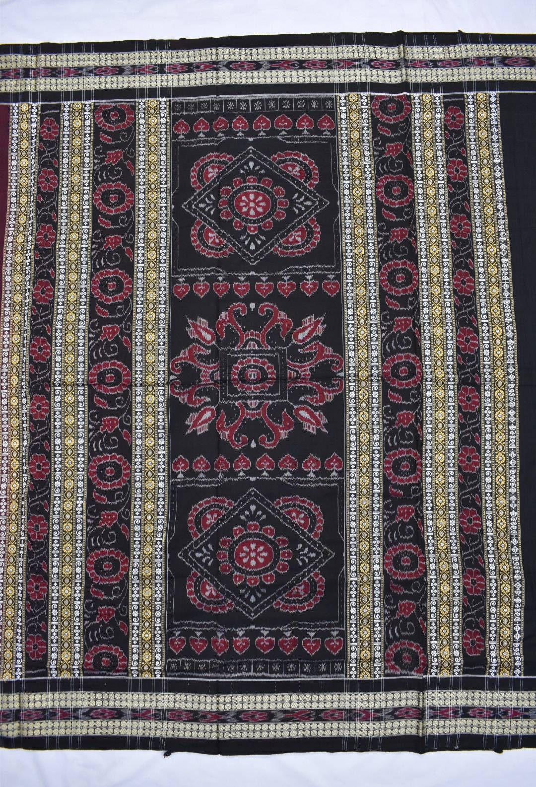 Maroon Sambalpuri Handloom Cotton Bomkai Saree - Image 2