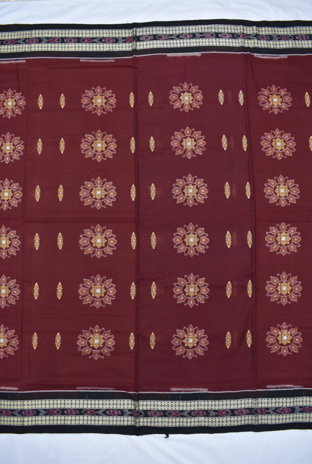 Maroon Sambalpuri Handloom Cotton Bomkai Saree