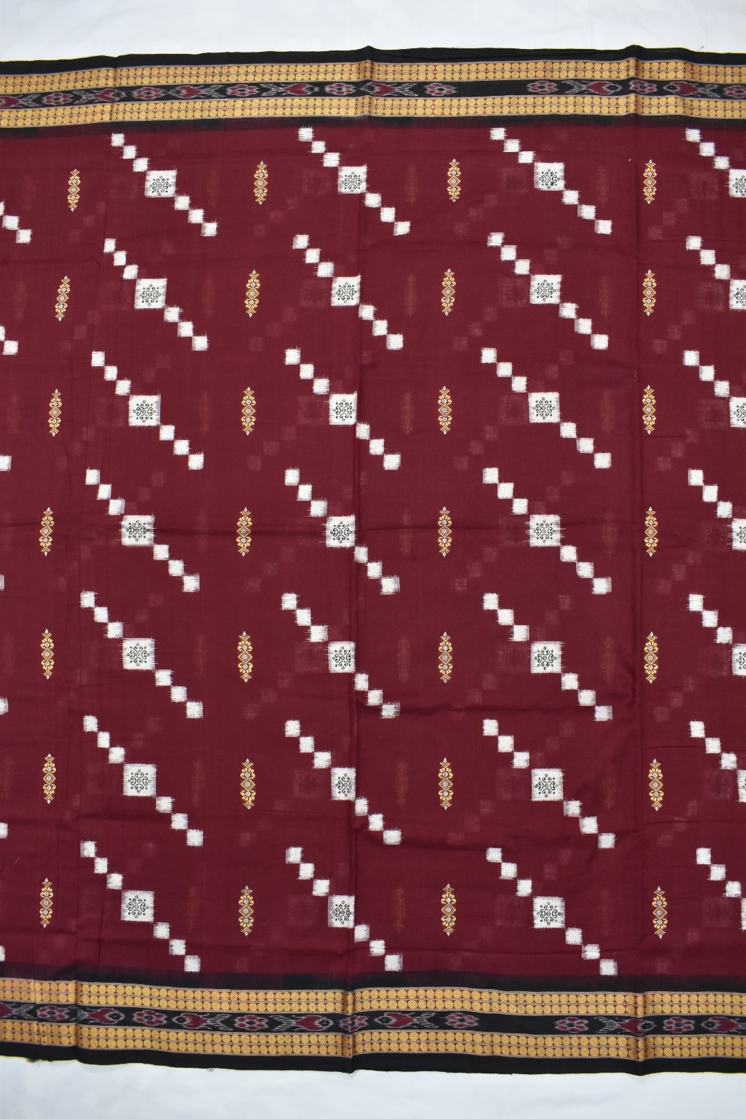 Maroon Colour Sambalpuri Handloom Cotton Bomkai Saree
