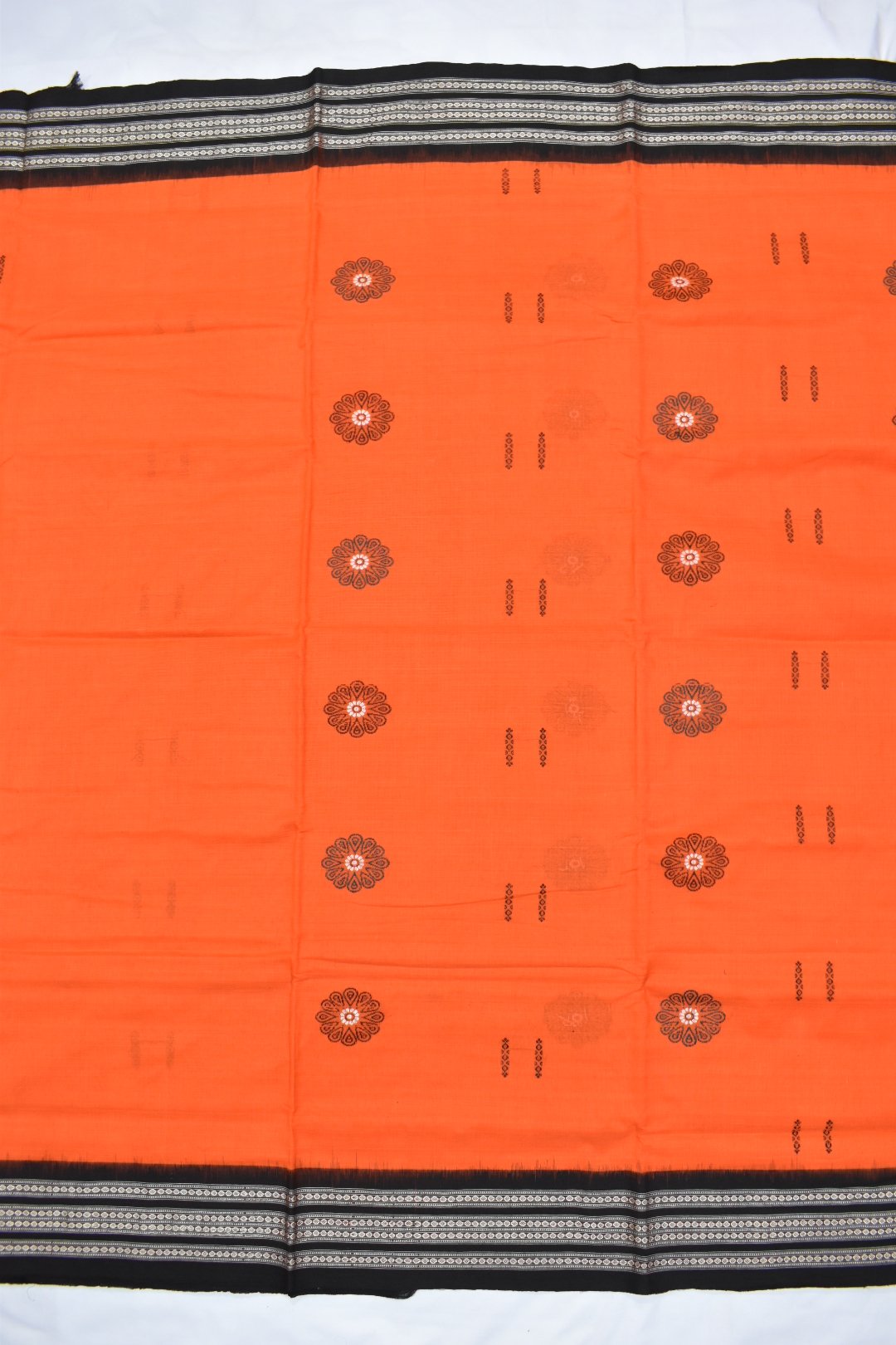 Orange Colour Sambalpuri Handloom Cotton Bomkai Saree