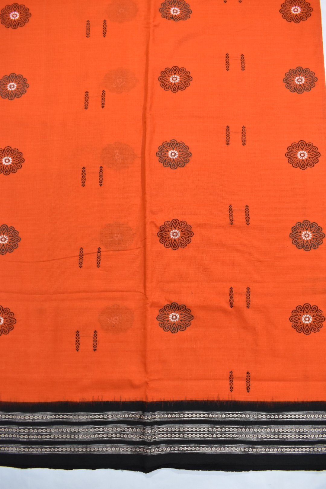 Orange Colour Sambalpuri Handloom Cotton Bomkai Saree - Image 4