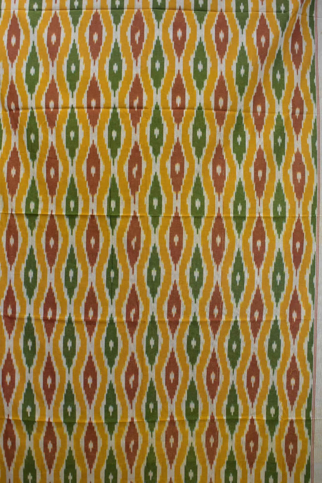 Yellow-Greeen Colour Pochampally Single Cotton Bedsheets - Image 4