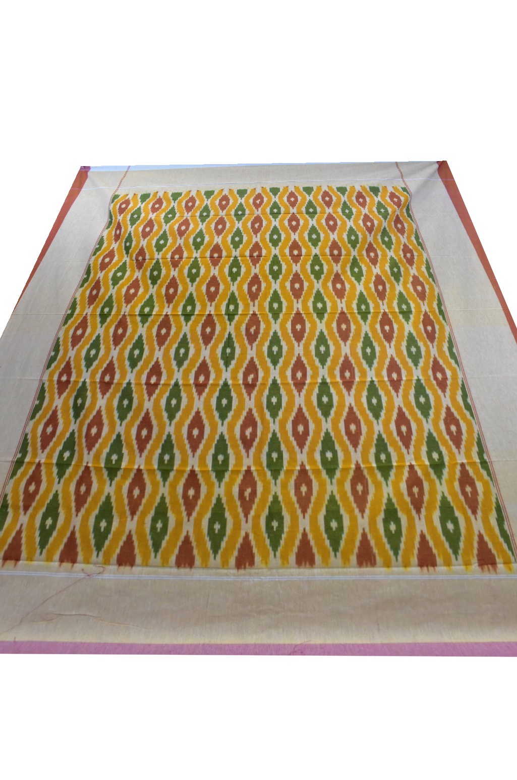 Yellow-Greeen Colour Pochampally Single Cotton Bedsheets