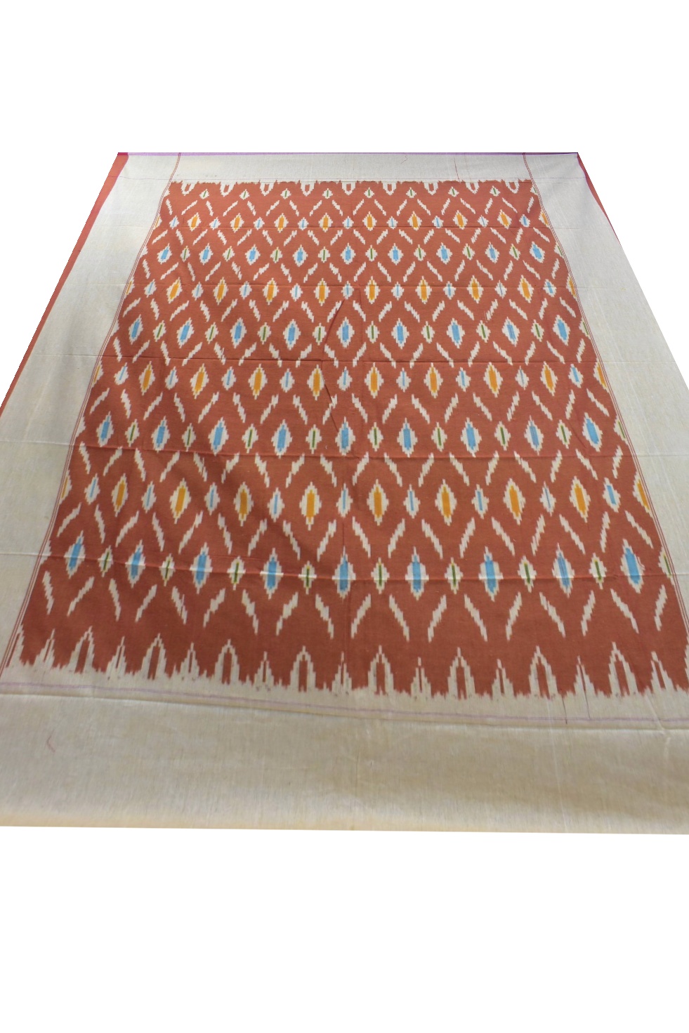 Orange Colour Pochampally Single Cotton Bedsheets