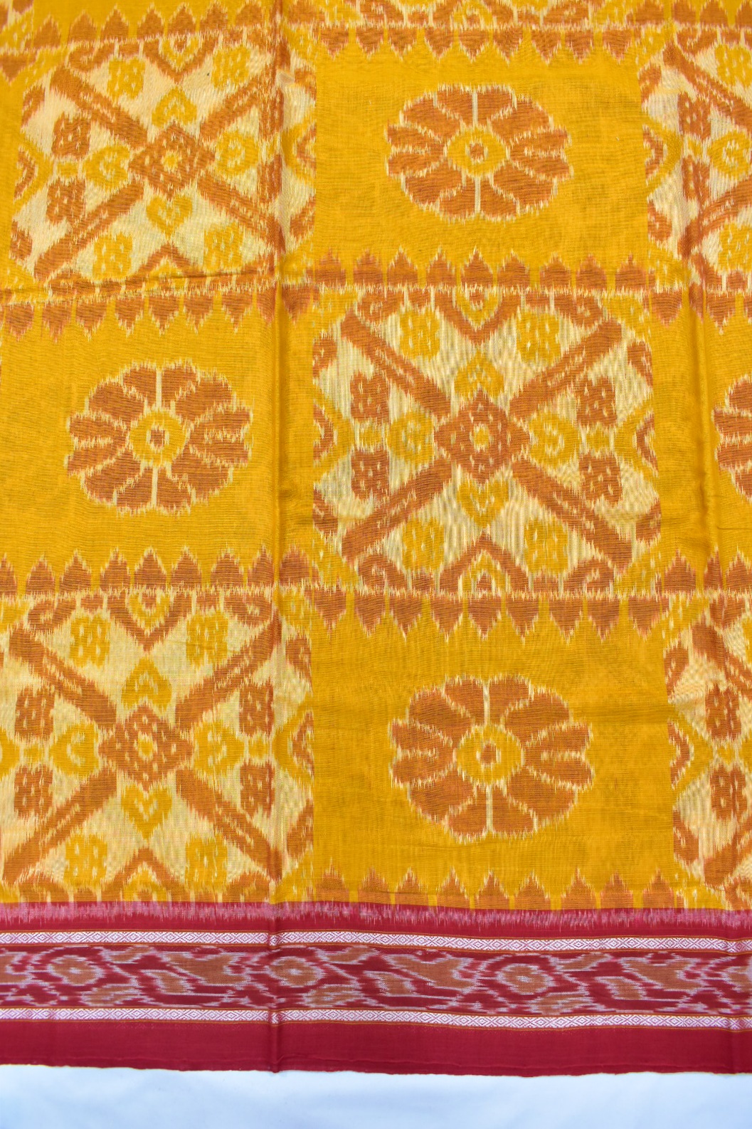 Yellow Colour Sambalpuri Handloom Cotton Saree - Image 4
